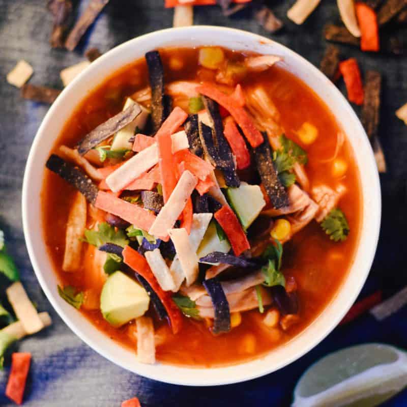 Healthy Slow Cooker Chicken Tortilla Soup
